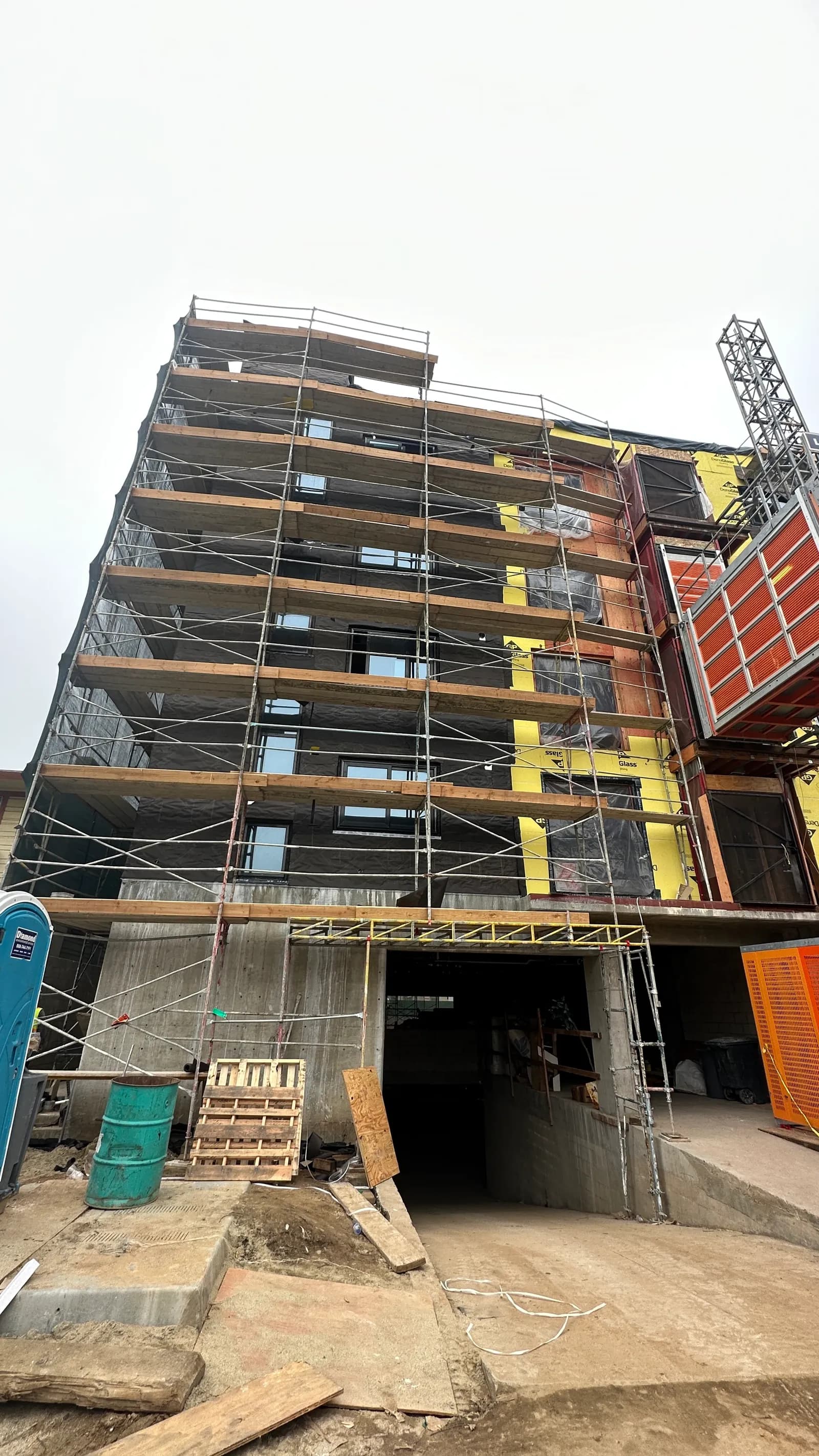 Second street view of the mid-rise under construction
