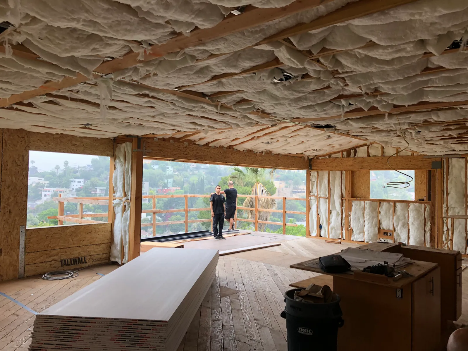 Crew at the view opening during insulation