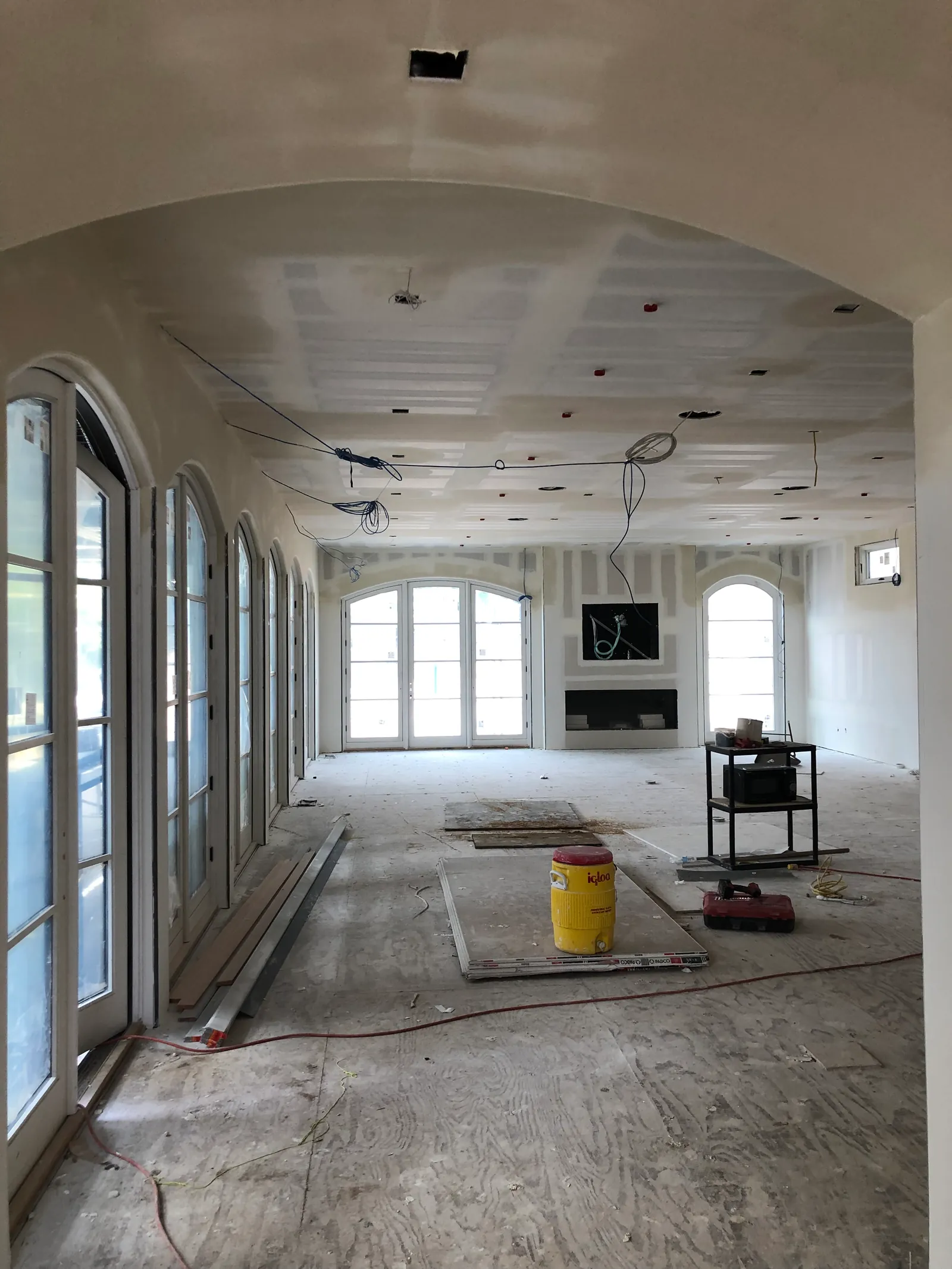 Arched corridor openings boarded