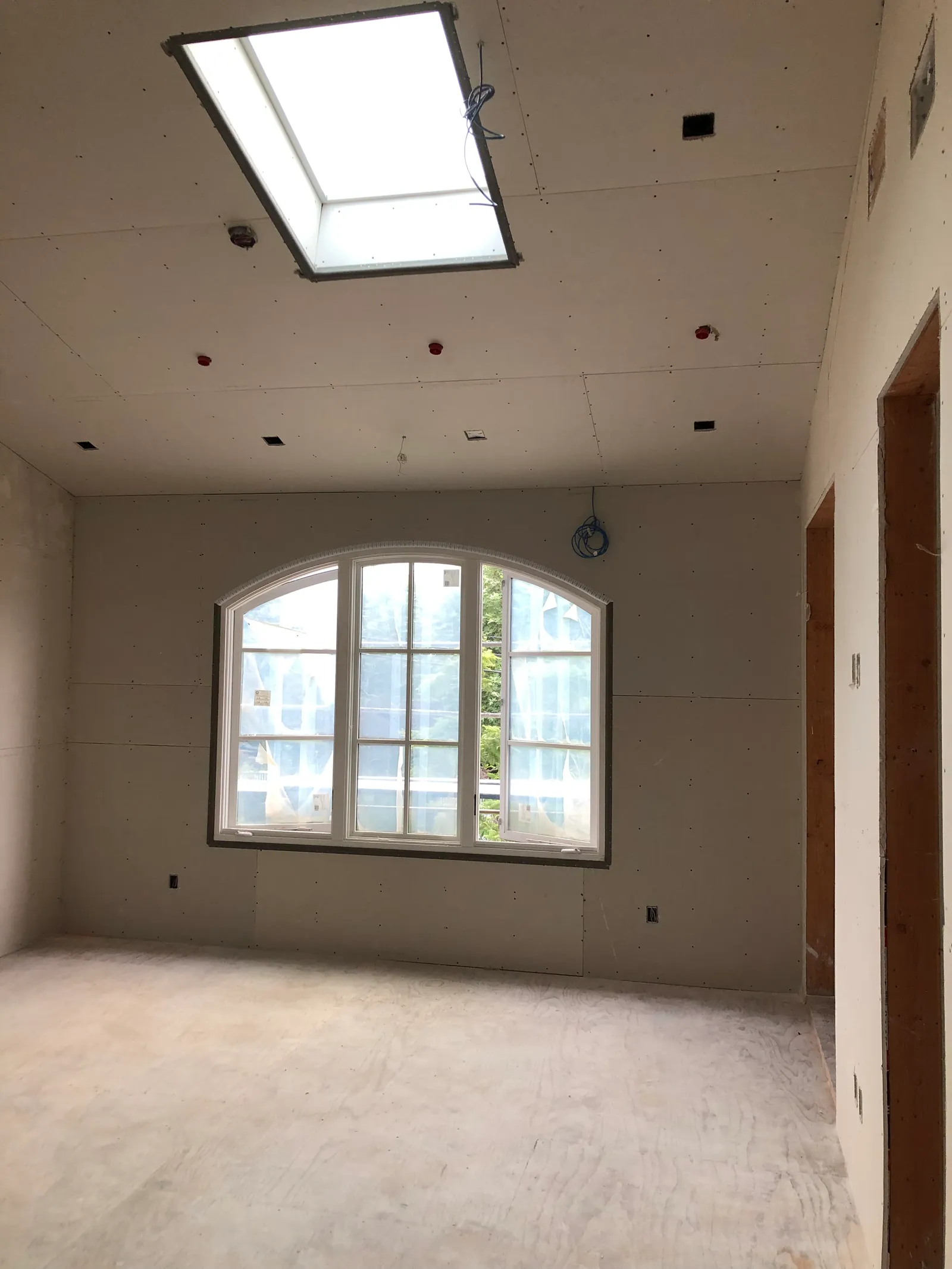 Skylight well boarded clean