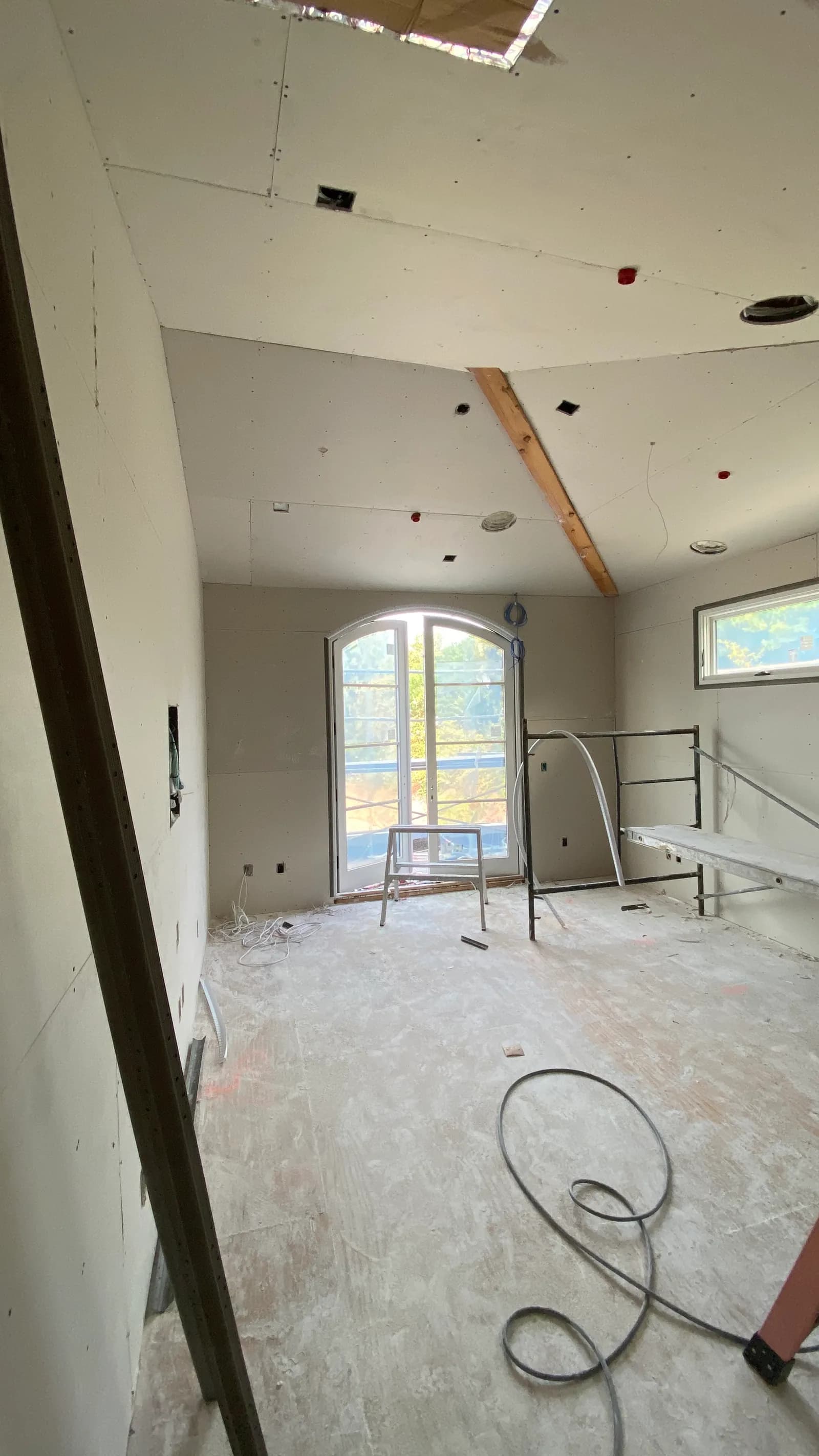 Stair walls hung