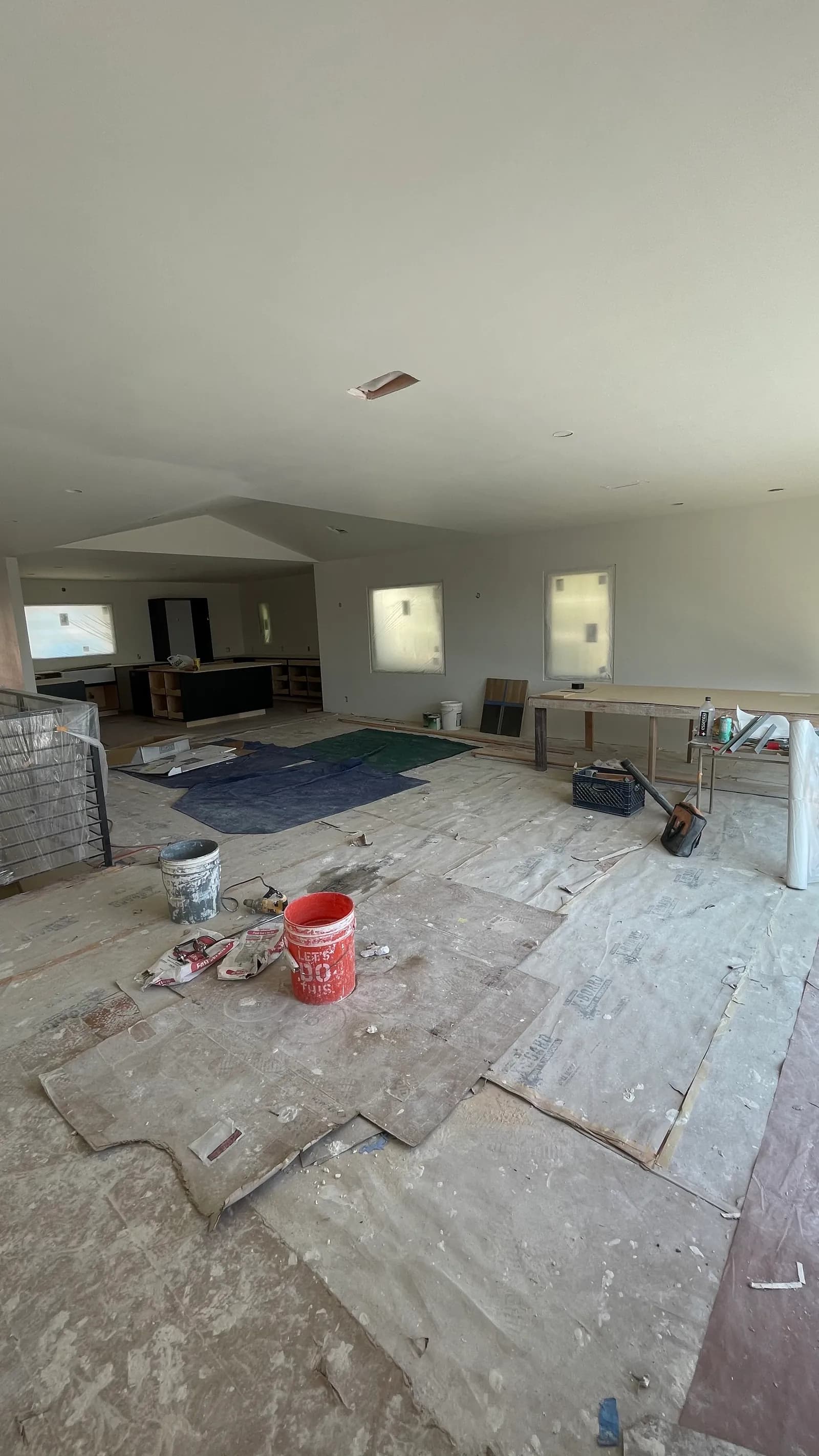 Living and kitchen space boarded