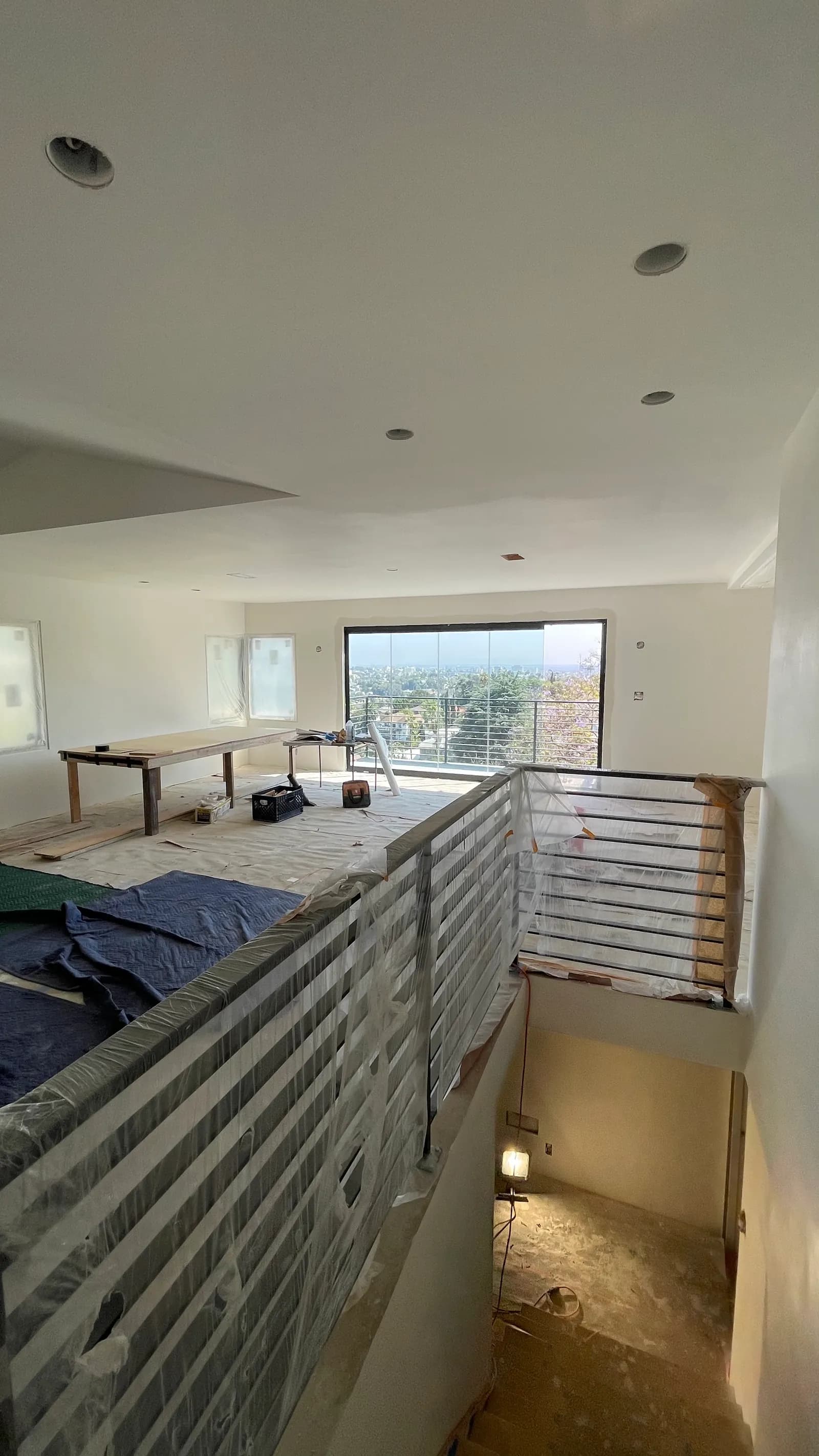 Stair walls hung